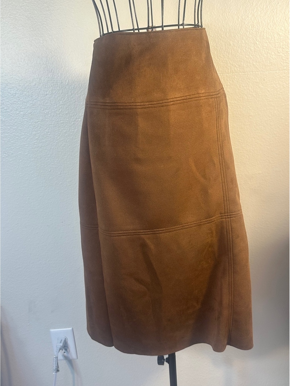 Suede Style Carmel Brown Chaps Midi Skirt Western Boho
